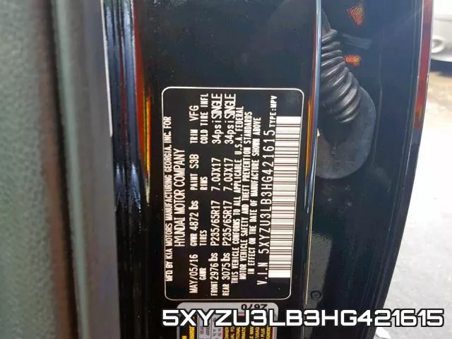 5XYZU3LB3HG421615 фото 2