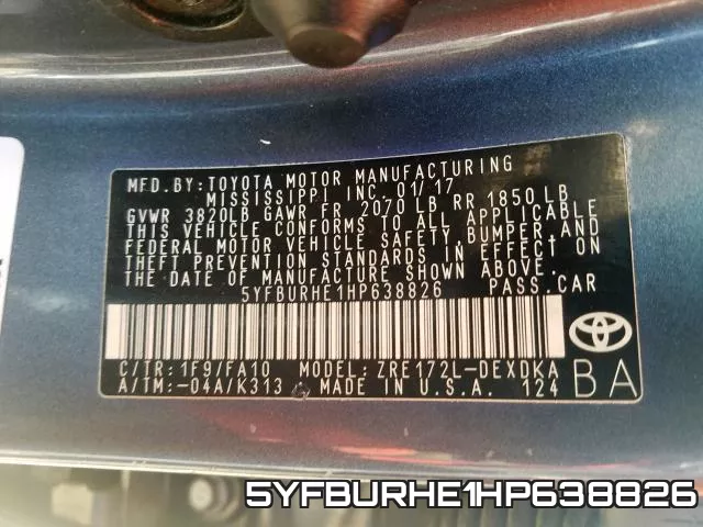 5YFBURHE1HP638826 фото 2