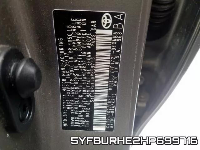 5YFBURHE2HP699716 фото 2