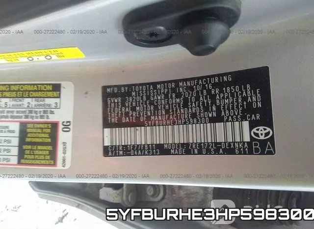 5YFBURHE3HP598300 фото 10