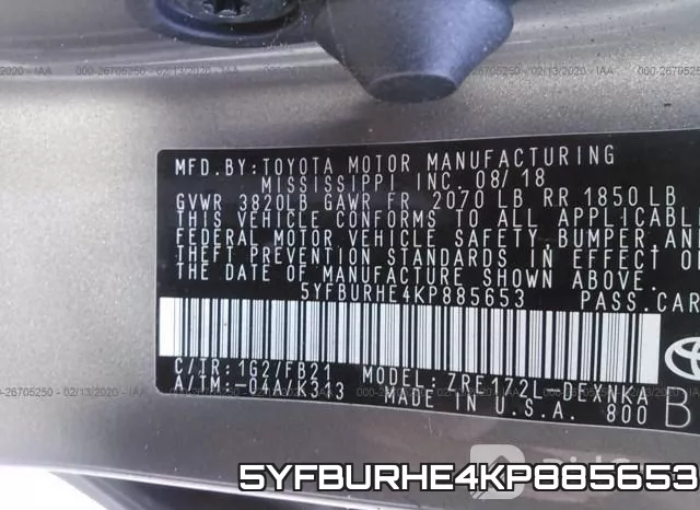 5YFBURHE4KP885653 фото 10
