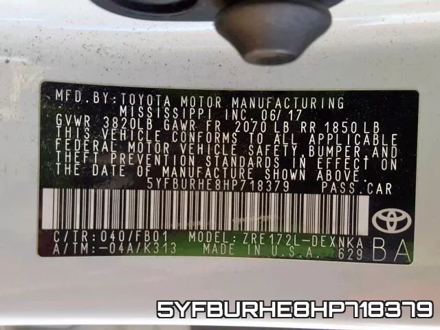 5YFBURHE8HP718379 фото 2