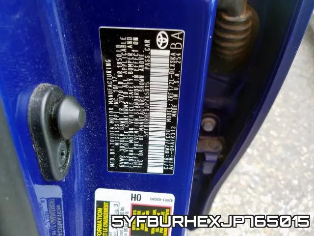 5YFBURHEXJP765015 фото 2