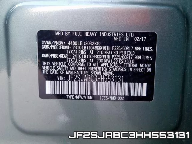 JF2SJABC3HH553131 фото 2