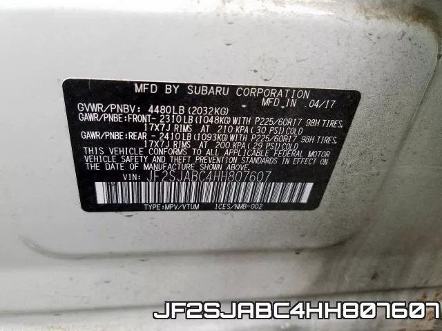 JF2SJABC4HH807607 фото 2