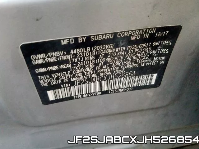 JF2SJABCXJH526854 фото 2
