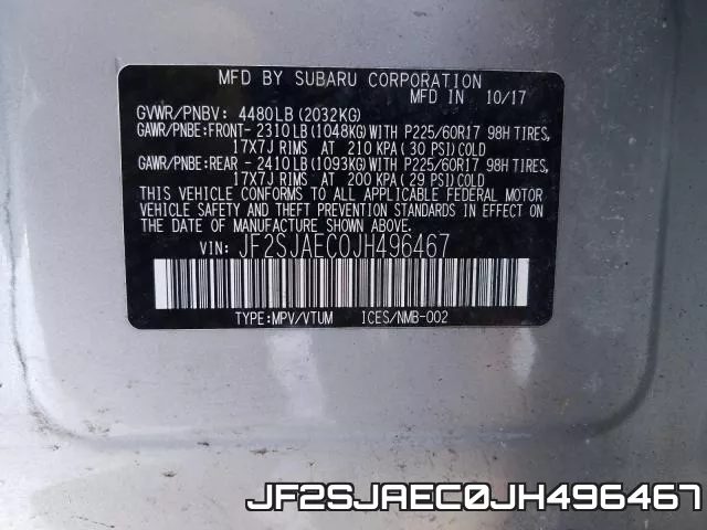 JF2SJAEC0JH496467 фото 2