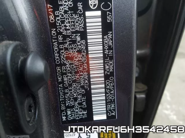 JTDKARFU6H3542458 фото 2