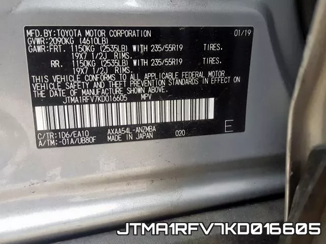 JTMA1RFV7KD016605 фото 2