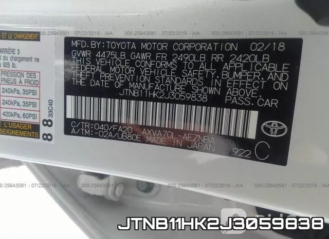 JTNB11HK2J3059838 фото 10