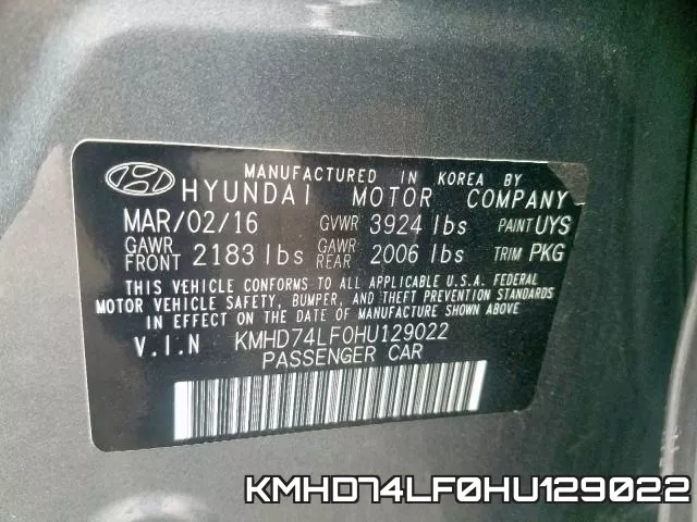 KMHD74LF0HU129022 фото 2