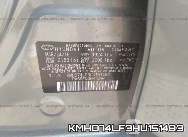 KMHD74LF3HU151483 фото 10