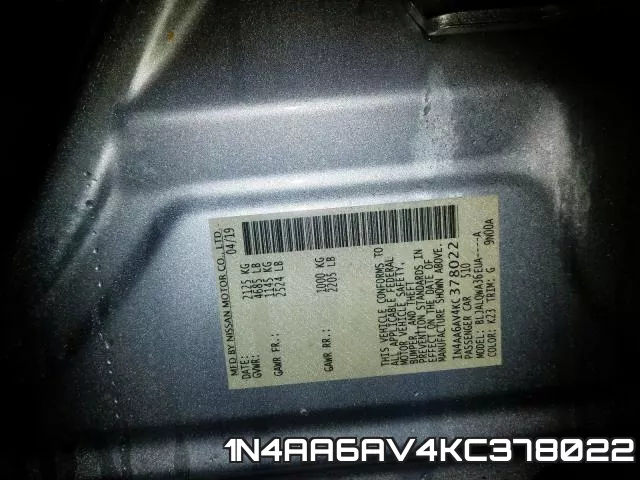 1N4AA6AV4KC378022 фото 2