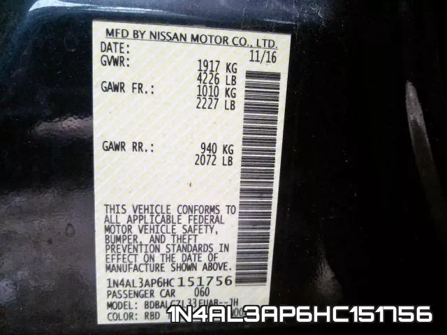 1N4AL3AP6HC151756 фото 2