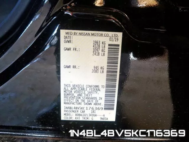 1N4BL4BV5KC176369 фото 2