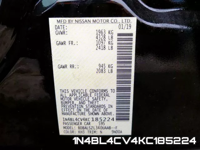 1N4BL4CV4KC185224 фото 2