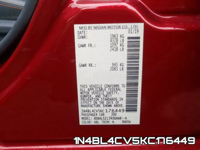 1N4BL4CV5KC176449 фото 2