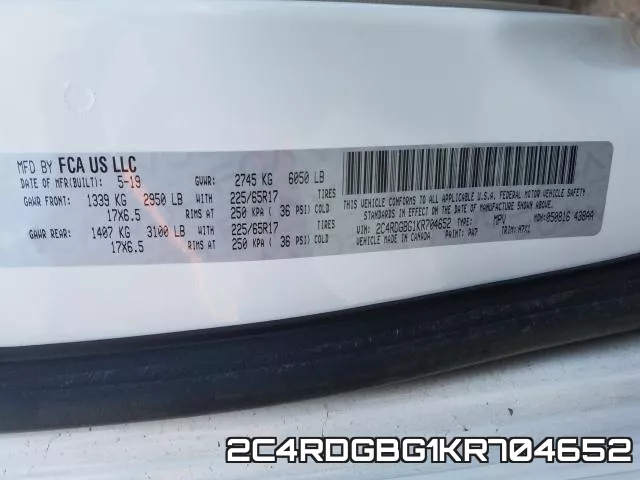 2C4RDGBG1KR704652 фото 2