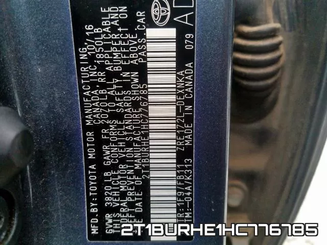 2T1BURHE1HC776785 фото 2