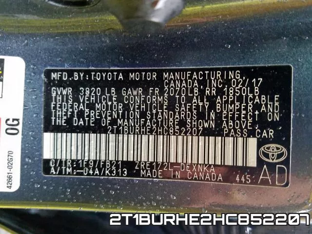 2T1BURHE2HC852207 фото 2