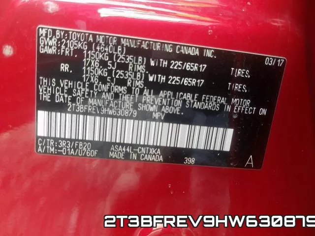 2T3BFREV9HW630879 фото 2