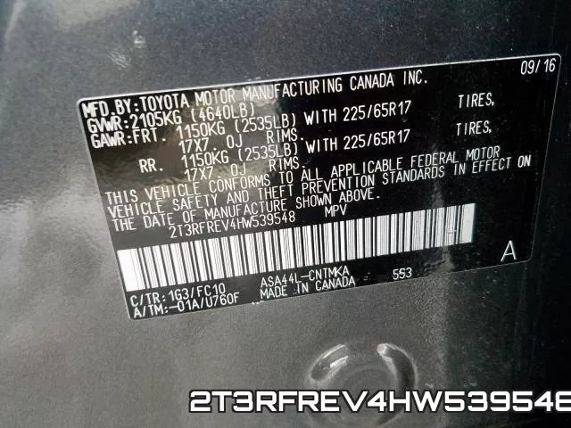 2T3RFREV4HW539548 фото 2