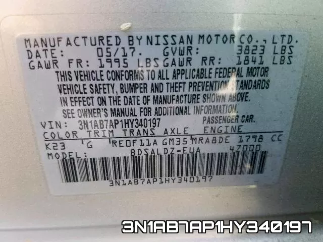 3N1AB7AP1HY340197 фото 2