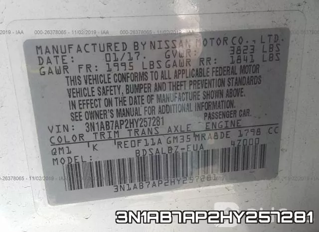 3N1AB7AP2HY257281 фото 10