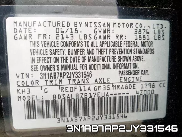 3N1AB7AP2JY331546 фото 2