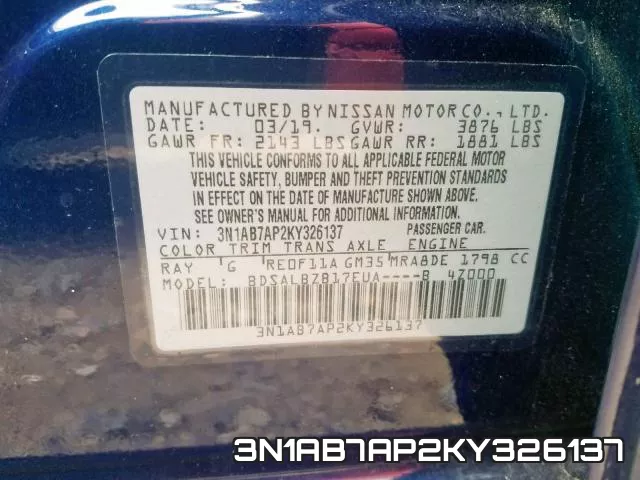 3N1AB7AP2KY326137 фото 2
