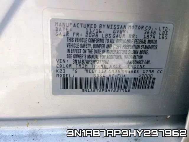 3N1AB7AP3HY237962 фото 2