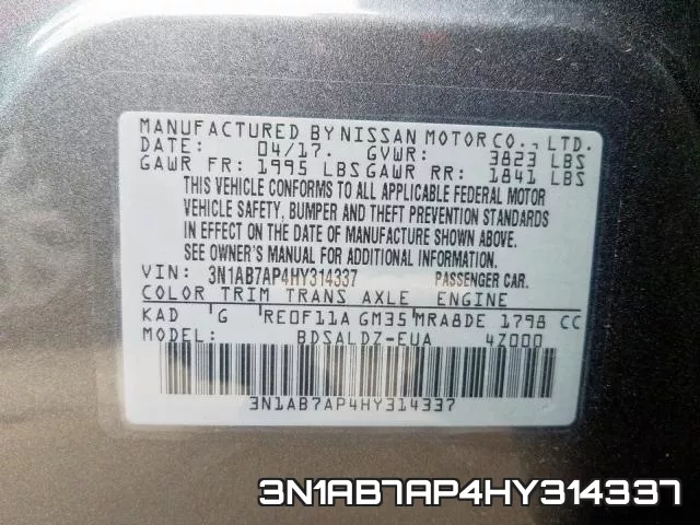 3N1AB7AP4HY314337 фото 2