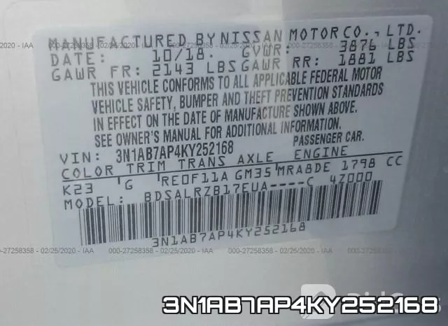 3N1AB7AP4KY252168 фото 10