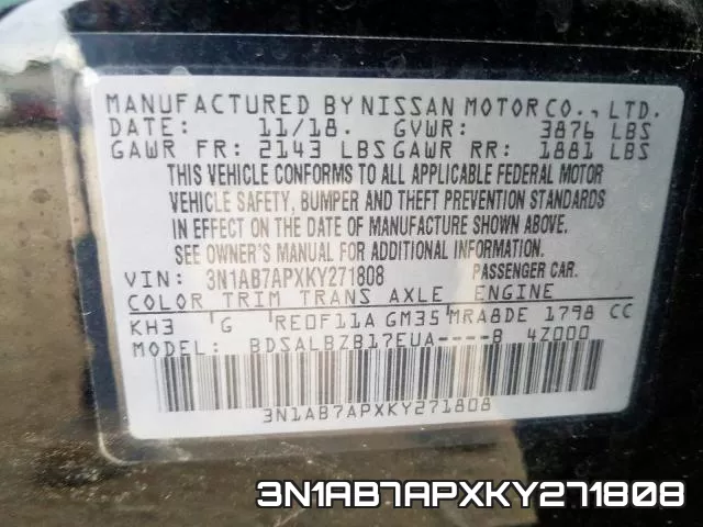 3N1AB7APXKY271808 фото 2
