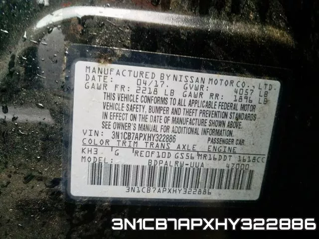 3N1CB7APXHY322886 фото 2