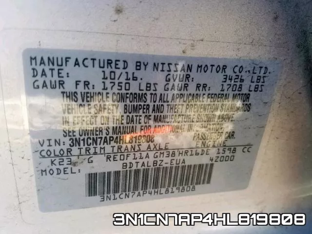 3N1CN7AP4HL819808 фото 2