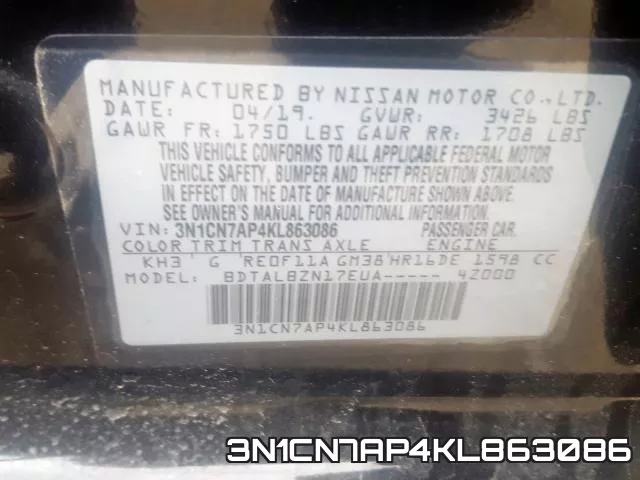 3N1CN7AP4KL863086 фото 2