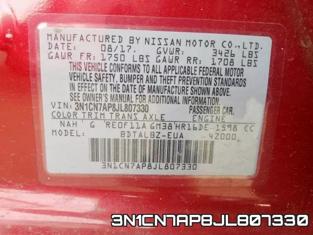 3N1CN7AP8JL807330 фото 2