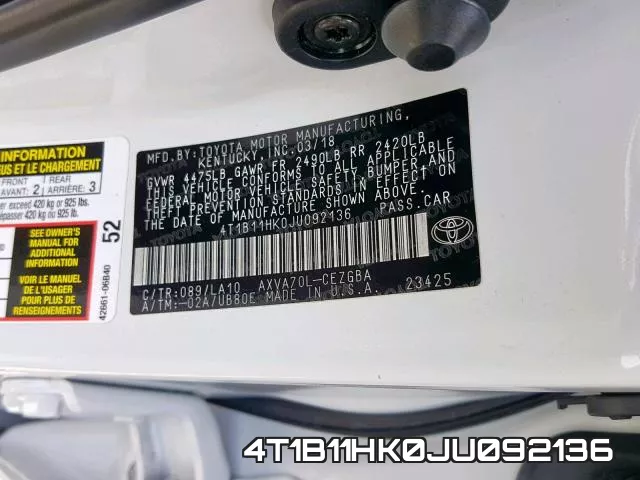4T1B11HK0JU092136 фото 2