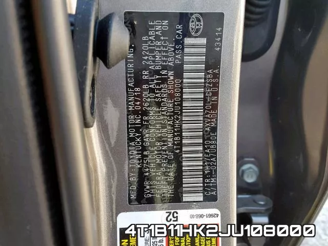4T1B11HK2JU108000 фото 2