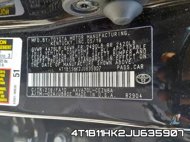 4T1B11HK2JU635907 фото 2