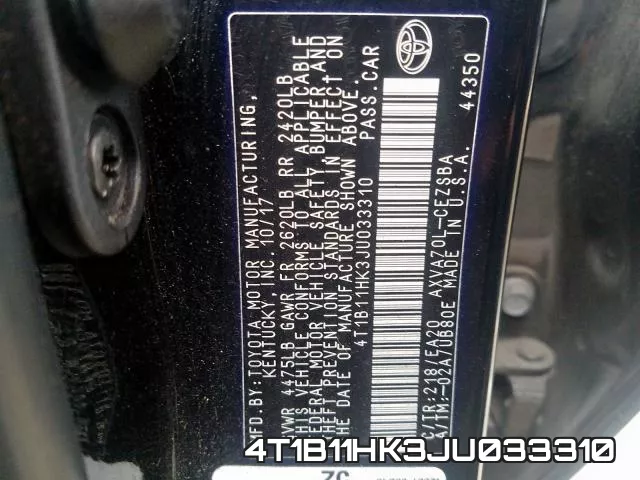 4T1B11HK3JU033310 фото 2