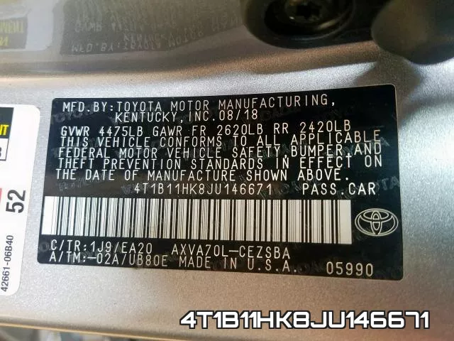 4T1B11HK8JU146671 фото 2