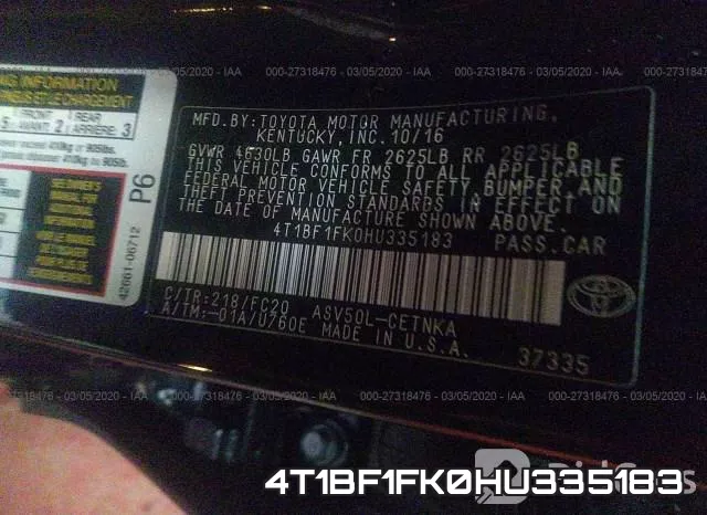 4T1BF1FK0HU335183 фото 10