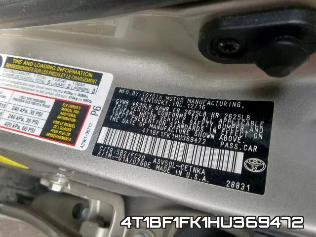 4T1BF1FK1HU369472 фото 2