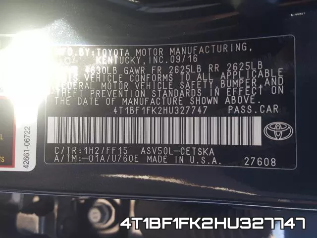 4T1BF1FK2HU327747 фото 2