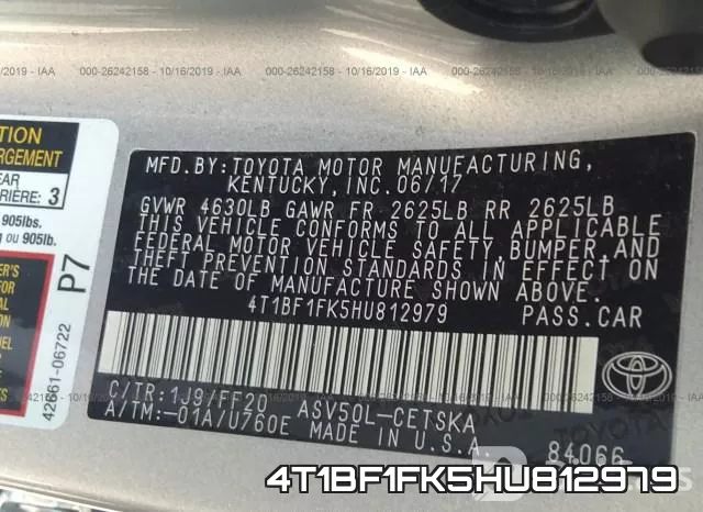4T1BF1FK5HU812979 фото 10