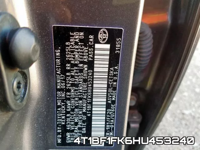 4T1BF1FK6HU453240 фото 2