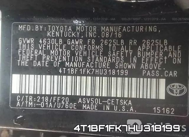 4T1BF1FK7HU318199 фото 10