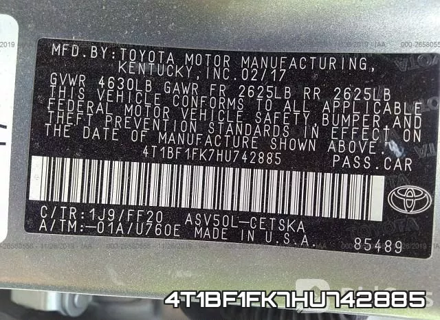 4T1BF1FK7HU742885 фото 10